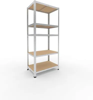 Imagen del producto de Estantería industrial Silecomplaza, galvanizada/estantería metálica con 5 estantes/estantería para sótano, garaje, taller o almacén/estantería modular metálica con capacidad de carga de 175 kg