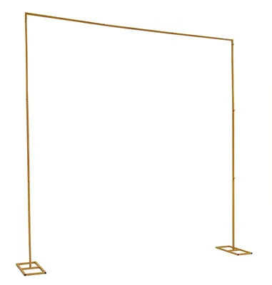 Immagine prodotto di Sfondo decorativo per feste - Cornice metallica quadrata - Arco di palloncini e parete fotografica - Ideale per matrimoni e compleanni - Struttura in ferro di 3 m x 3 m - Colore: oro