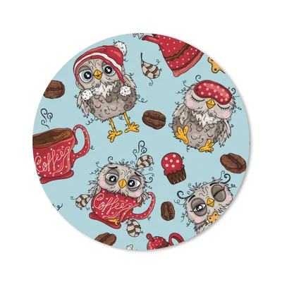 Produktbild von MuchoWow® Mauspad Mousepad Schnittmuster - Eule - Frühstück 50x50 cm - Mousepads - Maus Mat - Pad - Mausunterlage - Vinyl