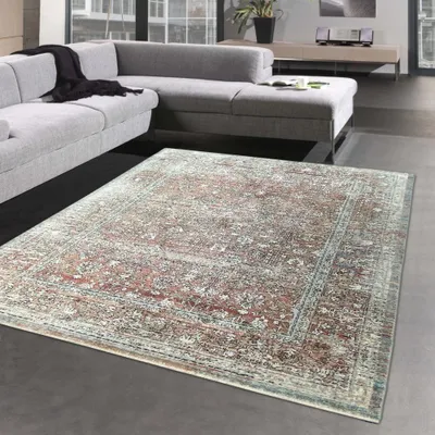 Produktbild von Glänzender Seidenoptikteppich mit orientalischem Design creme-orange Größe - 80x150 cm