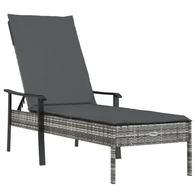 Immagine prodotto di vidaXL Lettino con cuscino in polirattan grigio