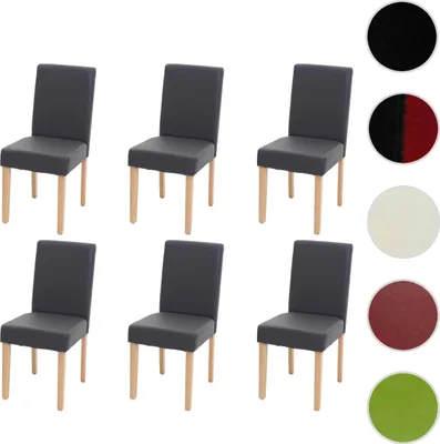 Obrázek produktu pro sada 6 jídelních židlí Kuchyňská židle Littau  Imitace kůže, matná šedá, světlé nohy