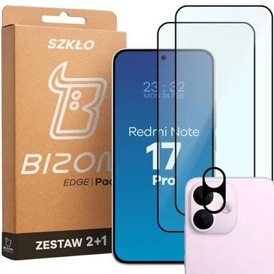 Produktbild von Gehärtetes Glas - 2 Stück + Kameraschutz für Xiaomi Redmi Note 17 Pro 5G, Bizon Glass Edge Pack,