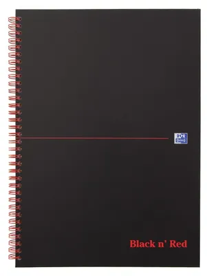 Immagine prodotto di Quaderno a spirale Oxford Black n' Red, DIN A4, a scacchi, cartoncino
