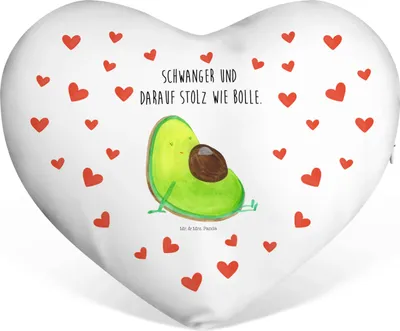 Produktbild von Mr. & Mrs. Panda Sofakissen Avocado Schwangerschaft - Weiß - Geschenk, Liebe, Babyparty, Herzkissen, Herz Kissen, Baby, dekoartikel, Dekokissen, Kuschelkissen