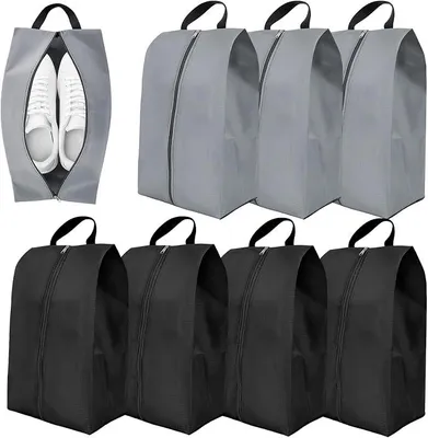 Produktbild von PolkaHome® Set von 8 Schuhbeuteln für Reisen, wasserdichte Schuhtasche mit Reißverschluss, staubdichte Schuh-Organizer für Reise oder