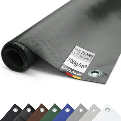 Produktbild von Plane PVC LKW 700g/m² MIT ÖSEN Abdeckplane Schutzplane matt reißfest stabil (Anthrazit, 3m x 4m)