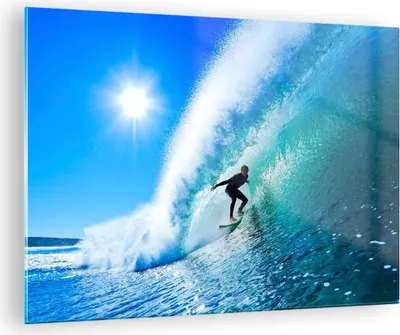 Produktbild von Bilder auf glas - Windsurfing strand ozean spaß - 70x50cm - Glasbilder - Wandbilder - Kunstdruck - zum Aufhängen bereit - Wanddekoration aus Glas - Glas Bilder - Wandbild auf Glas - GAA70x50-2270
