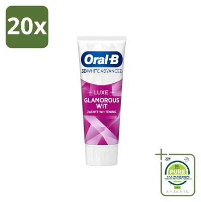 Zdjęcie produktu dla 20 sztuk pasty do zębów Oral-B 3D White Advanced Luxe Glamorous White, 75 ml - opakowanie zbiorcze