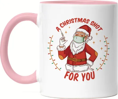 Produktbild von A Christmas Shot for you Tasse rosa humorvoller Weihnachtsmann Impfung Christmas Present Weihnachten ist wieder da