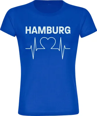 Produktbild von multifanshop Damen T-Shirt - Hamburg - Herzschlag, blau, Größe S