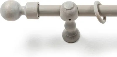 Produktbild von SN Deco - Stilgarnitur Gardinenstange Vorhangstange Giro, Holz, Klassikträger offen, 28 mm, 1-Lauf, Komplettset mit Ringen, Farbe Antikgrau, 160 cm