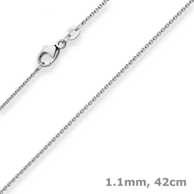 Produktbild von 1,1mm Rund-Ankerkette Goldkette Collier Halskette aus 333 Gold Weißgold 40-42cm