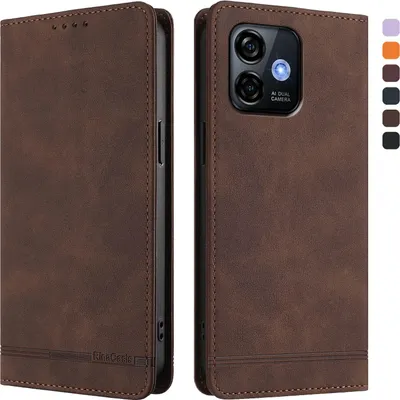 Produktbild von Hülle für Ulefone Note 16 Pro, Retro Kunstleder Ständer Klapphülle mit Kartenfächer und Magnetische Braun