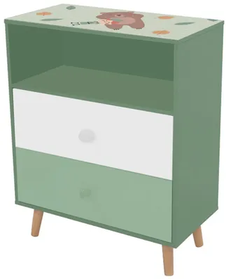 Imagen del producto de Armario infantil para juguetes y ropa de GINGER HOME, estantería para el cuarto de los niños con 2 cajones, diseño de oso, modelo FOREST