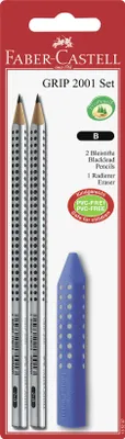 Produktbild von Faber-Castell Bleistifte Grip 2001-Set, 2 Bleistifte + 1 Radierer
