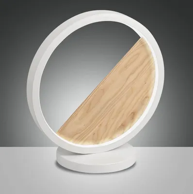 Produktbild von Pierre LED-Tischleuchte, 29 W, 3160 lm, 3000 K warmweißes Licht, Metall- und Holzkonstruktion, modernes Design, Farbe: Weiß, Schutzklasse 2