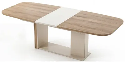Image de Table de salle à manger blanche moderne, avec plateau arrondi