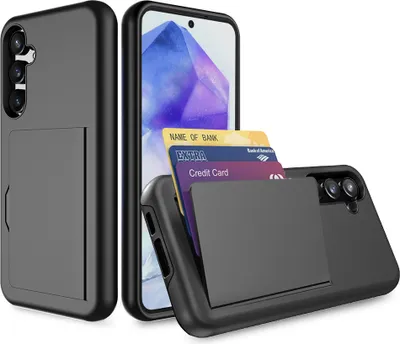 Produktbild von Smartphonica Handyhülle Geeignet für Samsung Galaxy A55 starkes TPU mit Kartenschlitz - TPU starkes Gehäuse mit Kartenschlitz - Schwarz