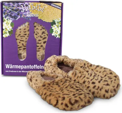 Produktbild von Habibi Wärmeschuhe aufheizbare Thermo Hausschuhe Fußwärmer für Mikrowelle & Ofen - Leo, Schuhgröße M (EU 37-40)