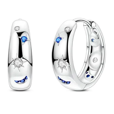 Produktbild von Ohrschmuck Damenohrringe Zirkonia Creole Ohrcreolen Mond & Sterne (GESCHENKIDEE), inklusive Geschenkschachtel