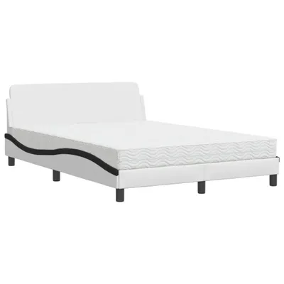 Produktbild von vidaXL Bett mit Matratze "Dover" Weiß und Schwarz 140x190 cm Kunstleder
