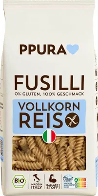Produktbild von PPURA Vollkorn Reis Fusilli 400g
