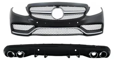 Immagine prodotto di Suggerimenti per il diffusore del paraurti anteriore della Mercedes Classe C W205 S205 (2014-2020) con griglia in stile C63.