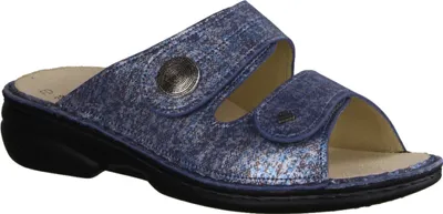 Produktbild von Finn Comfort Sansibar, Damen, Pantolette, Jeans, Leder, lose Einlagen, bequem - Damenschuhe Pantolette / Zehentrenner, Blau, leder (strada)