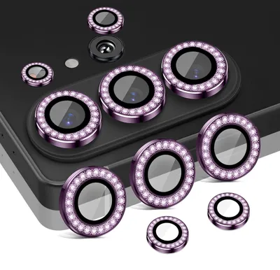 Produktbild von Kamera Linsenschutz Glas Set mit Schmucksteinen für Samsung Galaxy S26 Ultra Schutzglas Camera Linse Schutz Panzerfolie 9H Dunkles Violett