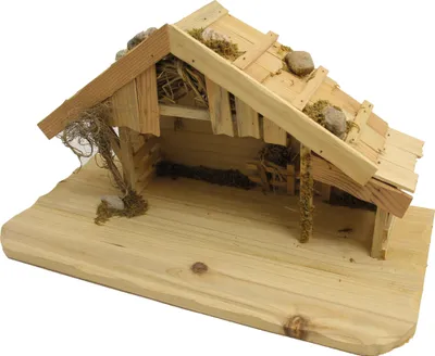 Produktbild von Krippenstall Bern klein, natur, 39x18,5x20,5 cm aus Holz
