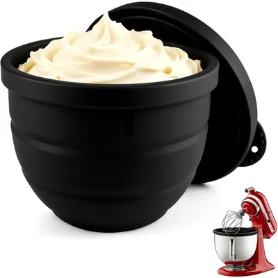 Produktbild von Silikoneinsatz mit Deckel für KitchenAid Mixer (5 Qt) – Zubehör – Schwarz