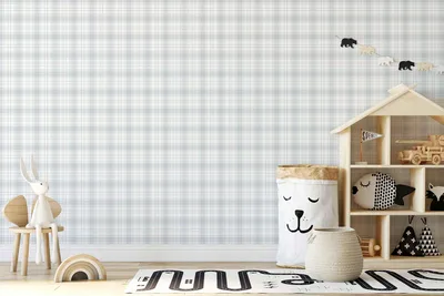 Produktbild von TADESSI Tapete Kinderzimmer M1-No.732 Vliestapete Blau Grau Kariert Geometrisch Jungenzimmer Mädchenzimmer