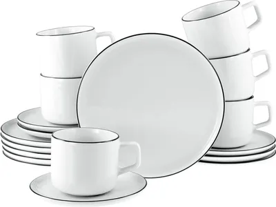 Obrázok produktu pre CreaTable, 21965, Chef Collection Black Line, 18-dielna kávová súprava, porcelán