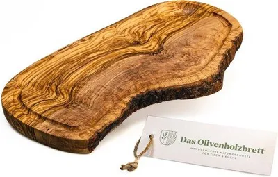 Productafbeelding van Olijfhouten snijplank met sapgoot - Natuurlijke serveerplank van 40-44 cm