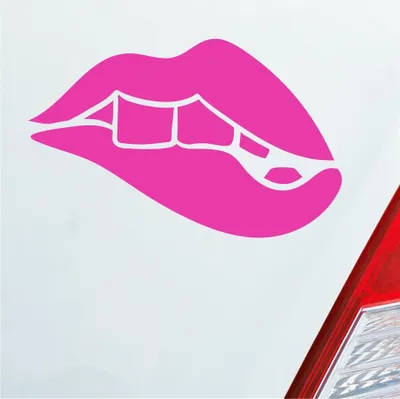 Produktbild von Auto Aufkleber Sexy Lippen Beißen Kussmund Erotisch Devot Shades 15x10 cm Pink Sticker Heckscheibenaufkleber
