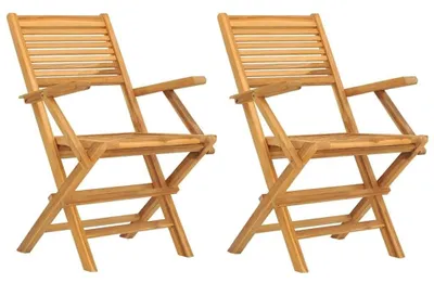 Image de Ensemble de 2 chaises de jardin pliantes en bois d'acacia massif