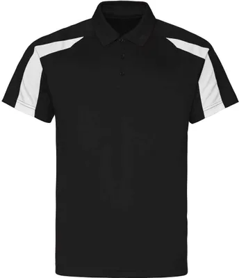 Produktbild von Just Cool JC043 | Contrast Cool Sport Poloshirt + WRAP  - Farbe: Jet Black/Arctic White - Größe: M