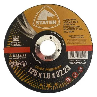 Obrázok produktu pre Kotúč na rezanie kovov PREMIUM T41, Ø 125 x 1 x 22,23 mm, STAYER