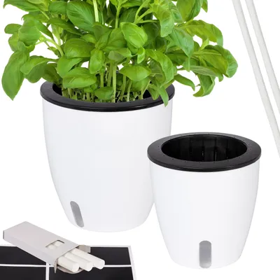 Produktbild von ONVAYA® Kräutertopf selbstwässernd | Wasserstand ablesbar | 2er Set Ø 13+18 cm | Hochwertige Farbe
