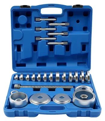 Immagine prodotto di Attrezzi per cuscinetti ruota - Set di smontaggio e montaggio da 31 pezzi - Universale per la maggior parte delle auto - Per cuscinetti ruota/mozzo - Blu