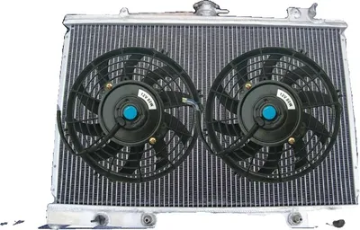 Image de Radiateur & ventilateur en aluminium, ajustement parfait pour Nissan Pintara Skyline R31, capacité de refroidissement améliorée, installation facile