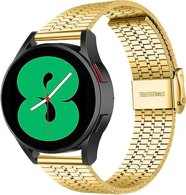 Produktbild von Strap-it Edelstahlarmband - Kompatibel mit Samsung Galaxy Watch 4 Armband 44mm Ersatzarmband Edelstahl - Verstellbarer Verschluss - Hochwertiges Material - für Samsung Galaxy Armband Gold