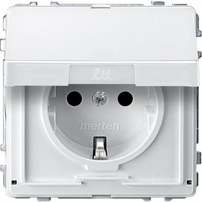 Produktbild von Merten SCHUKO-Steckdose mit Klappdeckel, BRS, Steckklemmen, polarweiß, AQUADESIGN, 1 Stk.