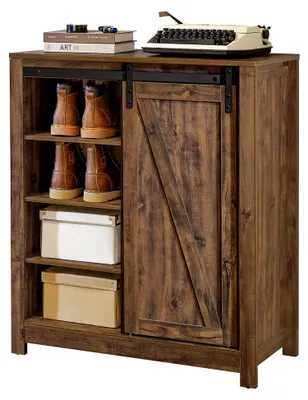 Produktbild von Sideboard mit Schiebetür, schmaler Schuhschrank, Küchenschrank, Flurschrank, Beistellschrank, Aufbewahrungsschrank, BHT ca.: 80x92x35cm