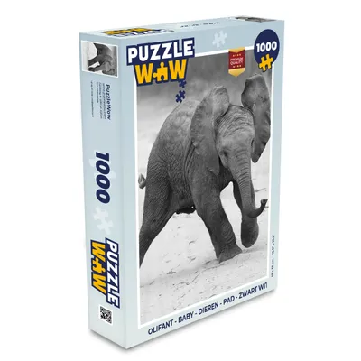 Obrázek produktu pro MuchoWow® Puzzle 1000 dílků Slon - Dítě - Zvířata - Ropucha - Černobílé - Hračky - Pro malé i velké - Hry - Skládačky
