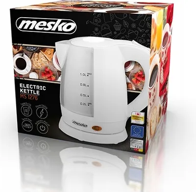 Produktbild von Mesko MS1276 Elektrischer Wasserkocher 1,0 L Kabellos, BPA-frei, Automatische Abschaltung Weiß