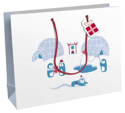 Produktbild von Clairefontaine Weihnachts-Geschenktüte "Pinguine" groß
