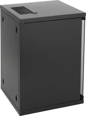 HMF Netzwerkschrank Serverschrank 10 Zoll 9 HE 300 mm Tiefe Voll montiert Glastür Schwarz