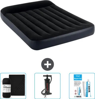 Produktbild von Intex Airbed – Doppelbett – 137 x 191 x 25 cm – Dunkelblau – Im Lieferumfang enthalten Spannbettuch - Pumpe en Reperaturset